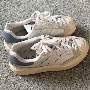 New Balance White and Gray Low-Top Sneakers